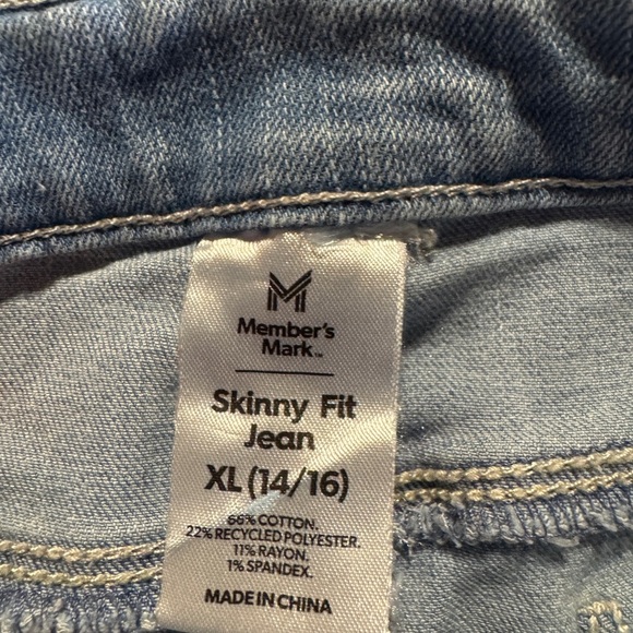 Member Mark Skinny Girls Size XL 14/16 Classic Blue Jeans - Picture 6 of 9